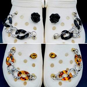 Cr ocs diamond black brown chain charms set